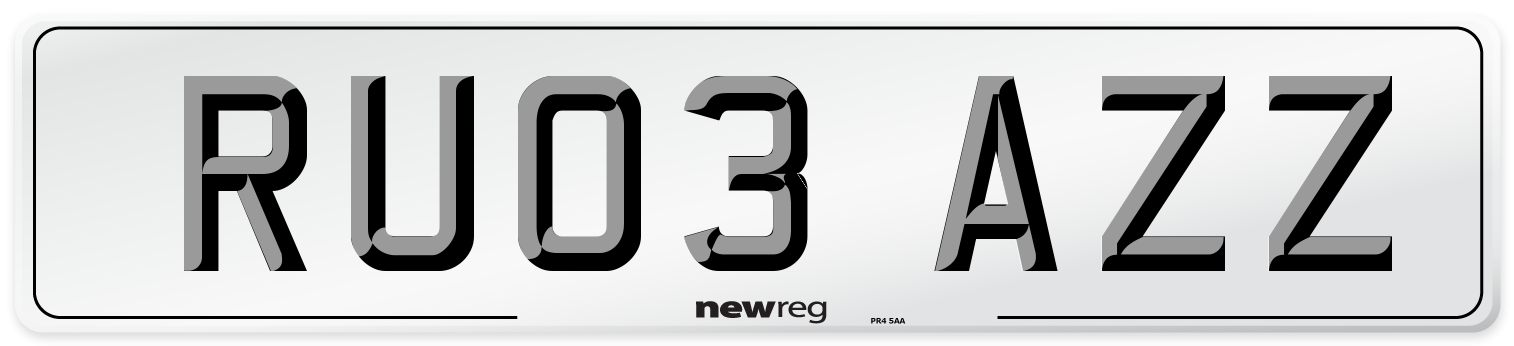 RU03 AZZ Number Plate from New Reg
